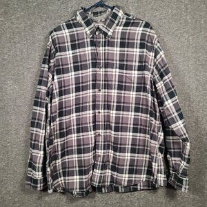 Weatherproof Vintage Men's Long Sleeve Cotton Plaid Flannel Shirt Size 2XL